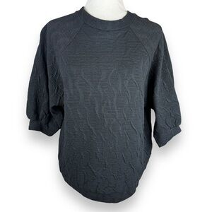 Vintage Textured Top Womens One Size Black‎ Made in USA 80s Lagenlook Minimal